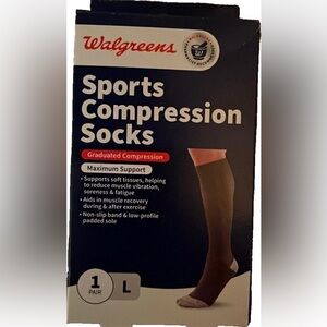 Walgreens Sports Compression Socks Black -New. Size large-unisex